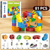 A set of magnetic building blocks and a 3D track featuring various colored pieces and accessories.
