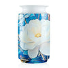 A blue and white porcelain 3D puzzle shaped like a flower vase.