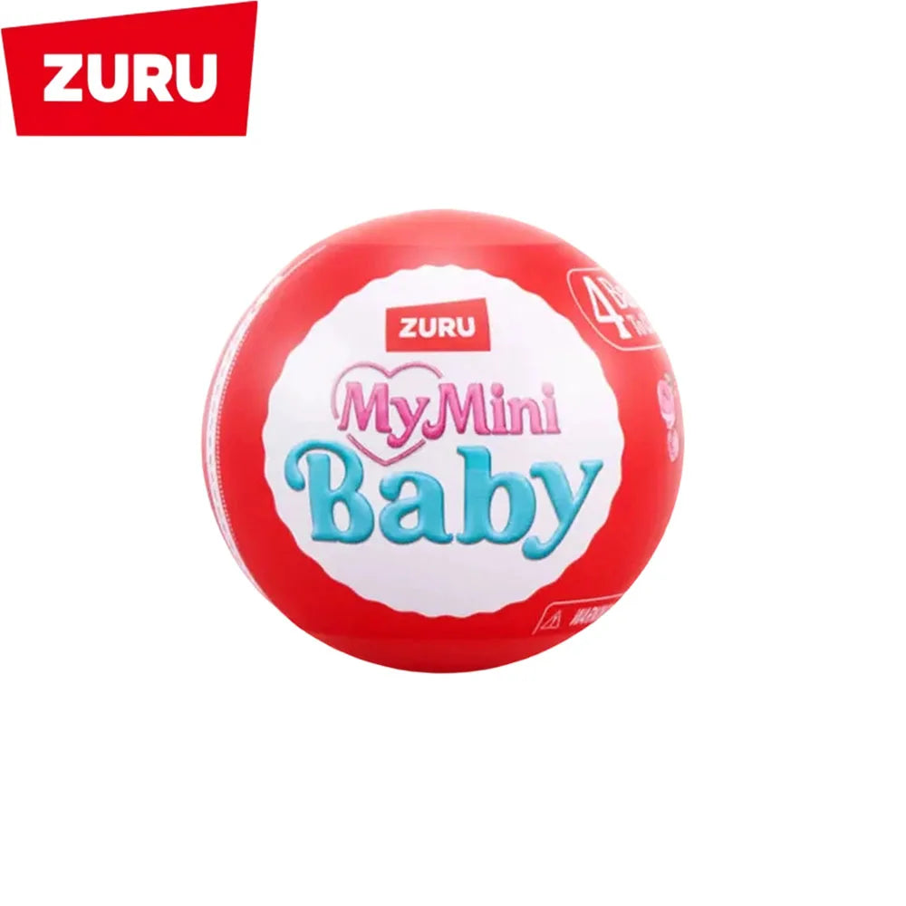 A red spherical capsule toy labeled MyMini Baby by Zuru.