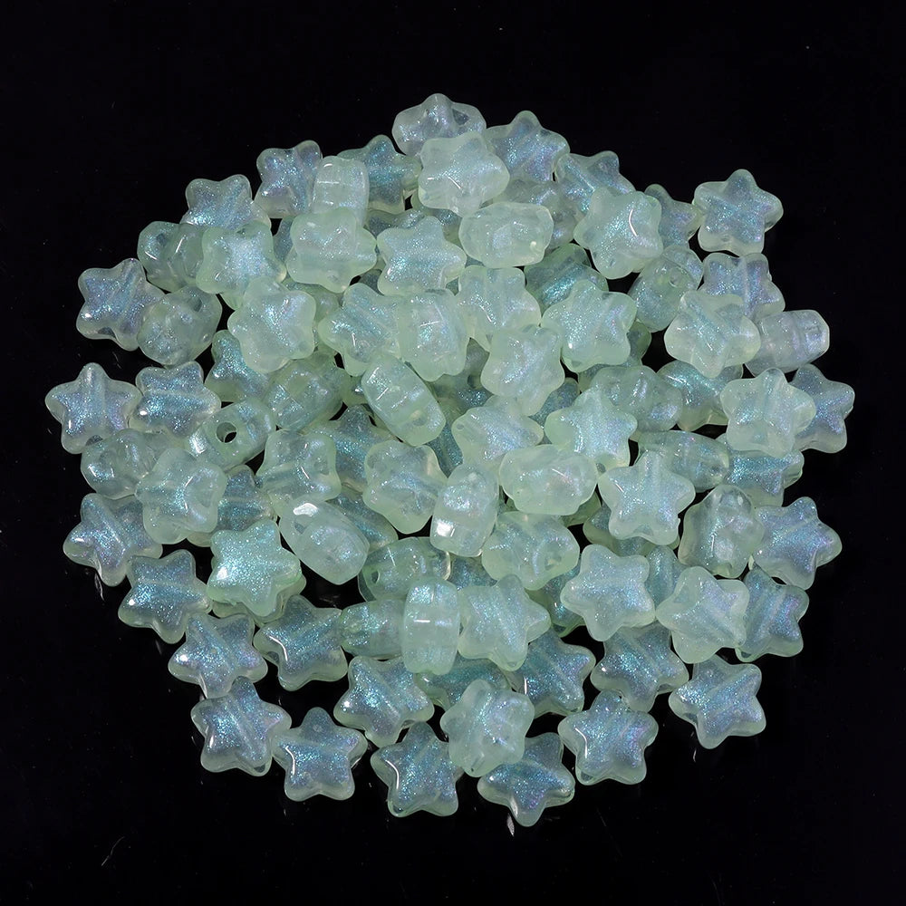 Mermaid Star Acrylic Beads – 10mm Luminous Loose Beads for DIY Jewelry