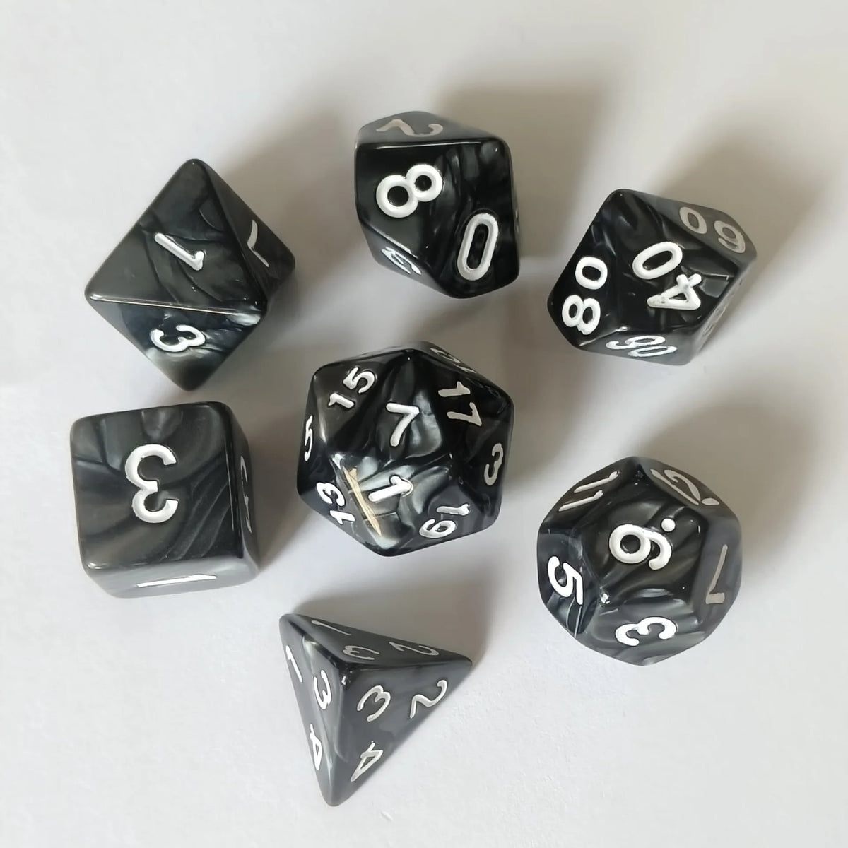 Colorful Pearl Polyhedral Dice Set for Tabletop RPGs