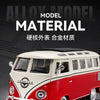 A red and white vintage style metal bus diecast model with pull-back action.