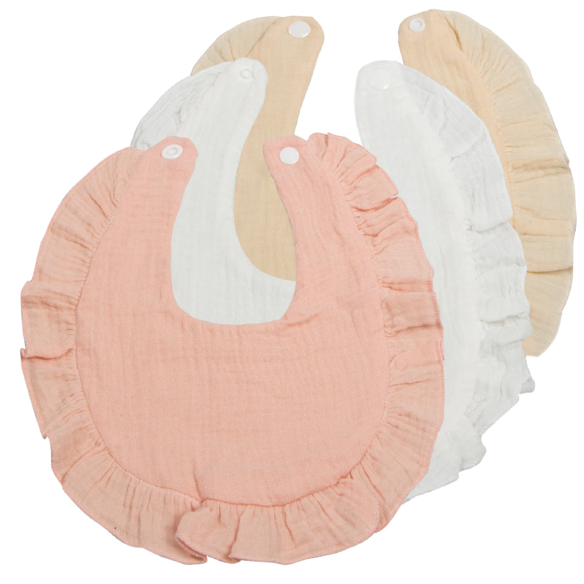 Soft Muslin Cotton Baby Bibs (3-Pack) with Snap Closure
