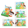 A collection of colorful soft fabric baby books featuring animals like a frog, fox, bird, and giraffe.