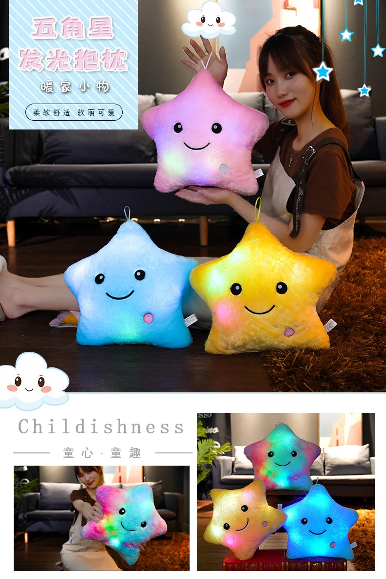 Glowing Star Pillow with Soft LED Light