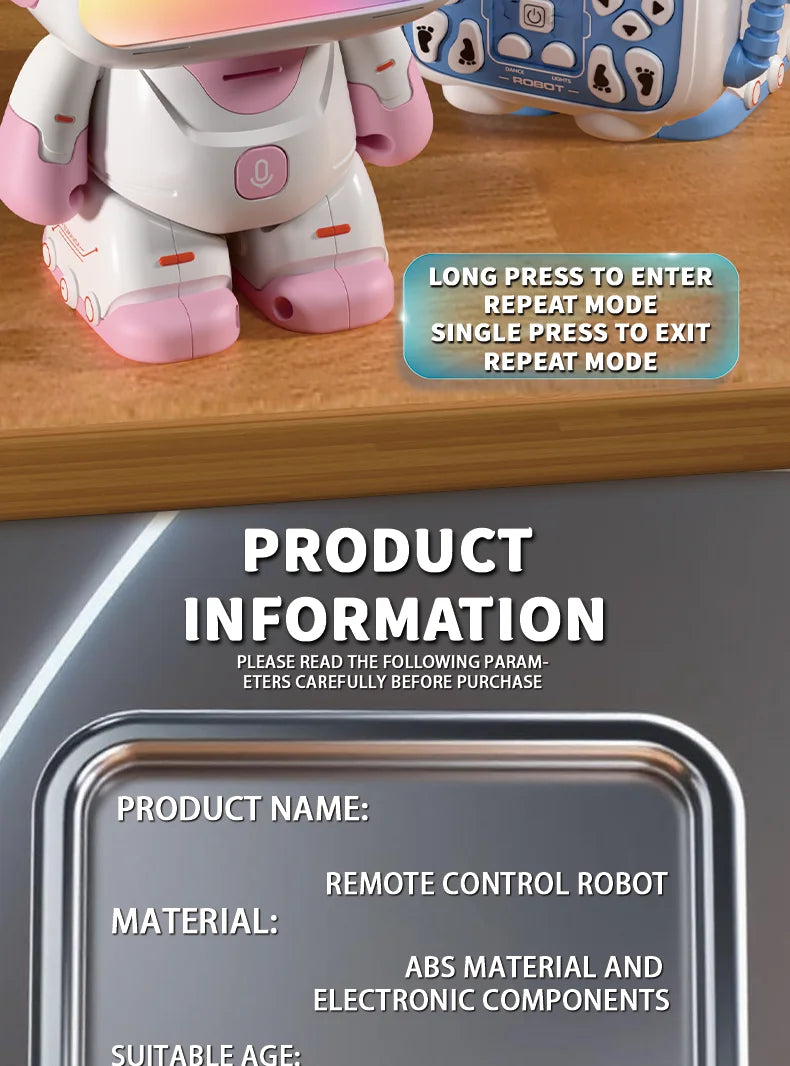 Interactive Remote Control Robot with Lights, Music & Recording