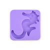 A purple silicone mold shaped like a stylized fox or elf for DIY craft kits.