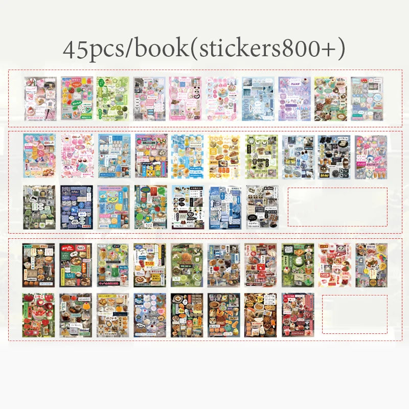 A collection of 45 decorative cut film stickers for book crafting and journaling