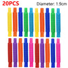 20 pieces of colorful telescopic pop tubes with a 1.9cm diameter for sensory play