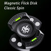 A black magnetic flick disk fidget spinner with a classic spin design and push buttons.
