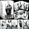 Collection de cartes de tarot avec diverses figures et images pour jeu guidé.