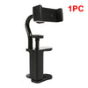 Black adjustable guitar phone holder clamp with a spring mechanism for hands-free streaming and recording