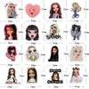 A collection of cartoon Bratz doll stickers featuring various characters and designs for DIY decals.