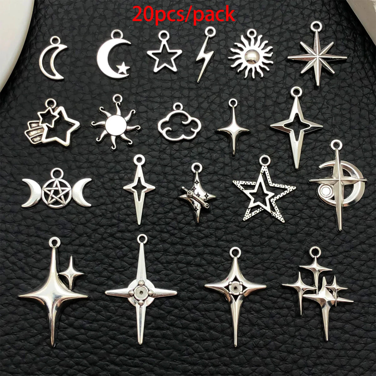 Celestial Charm Assortment – Vintage Silver Stars, Moons & Suns for Jewelry Making