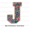 A floral letter J patch made of fabric for DIY clothing and accessories