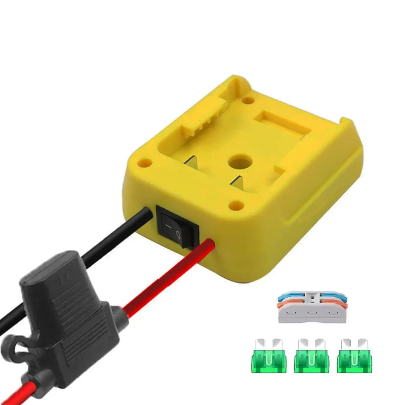 Battery Adapter with Switch and Fuse for Power Tool Batteries