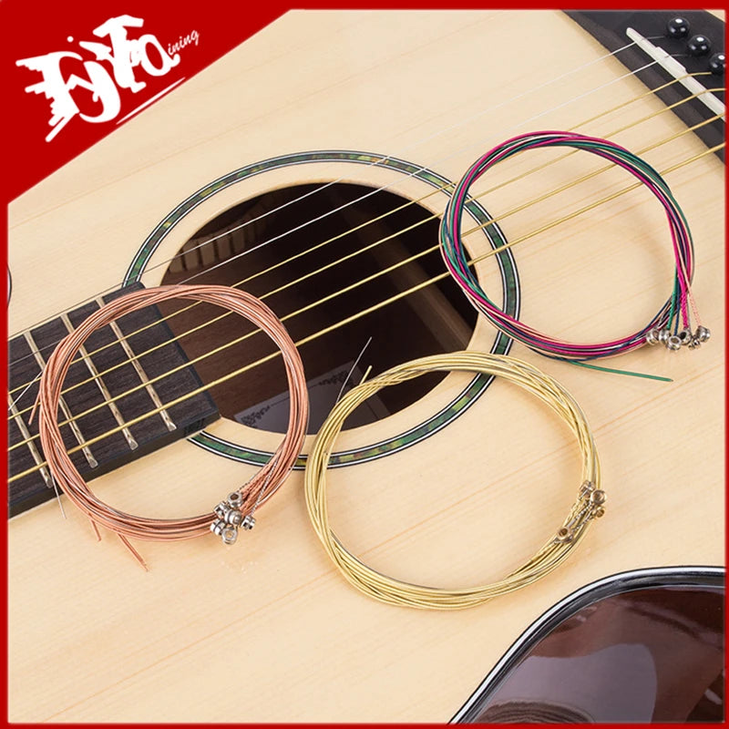 Colorful Acoustic Guitar Strings – Rust-Resistant Copper Alloy Set of 6