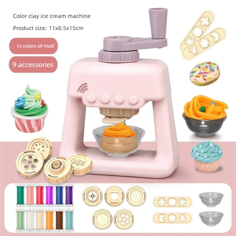 Creative Ice Cream Shop Clay Set with Noodle Maker for Kids