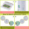 Instructions for matching rhinestone colors on a canvas using a color chart and symbol numbers