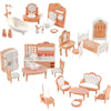 Dollhouse Furniture Set for Pretend Play – 3-Room Miniature Collection