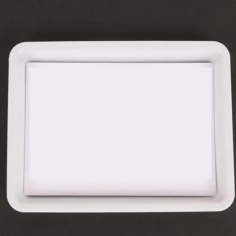A white rectangular paint palette tray with a slightly raised inner section.