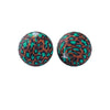 Pair of round, iridescent silicone beads with a leopard print design for jewelry making