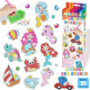 A colorful sticker kit featuring various sparkly gems and characters for kids.
