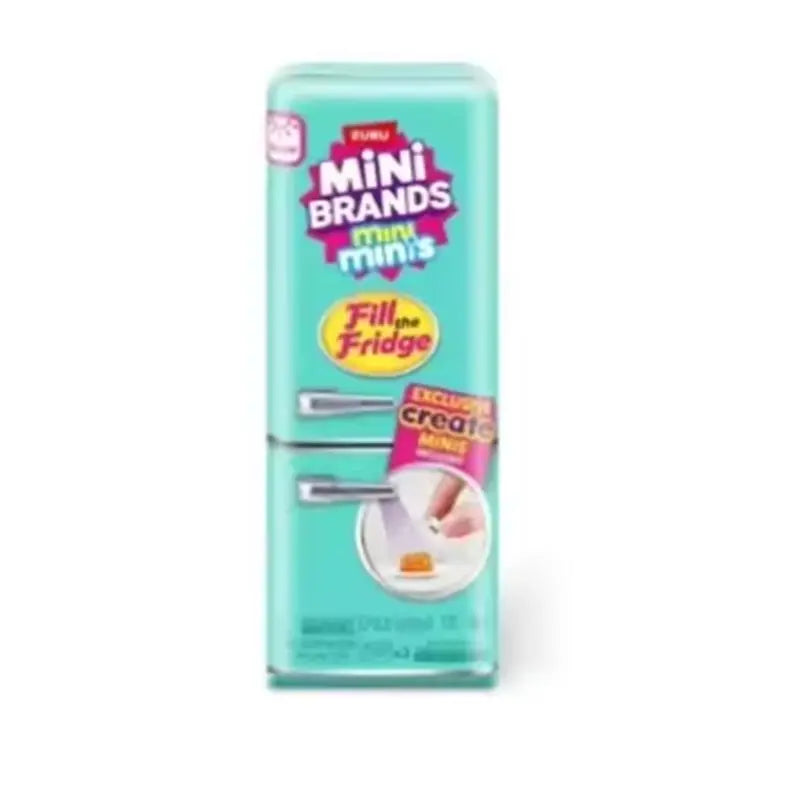 A vertical package of Mini Brands Mini minis collectible toys in a light teal color.