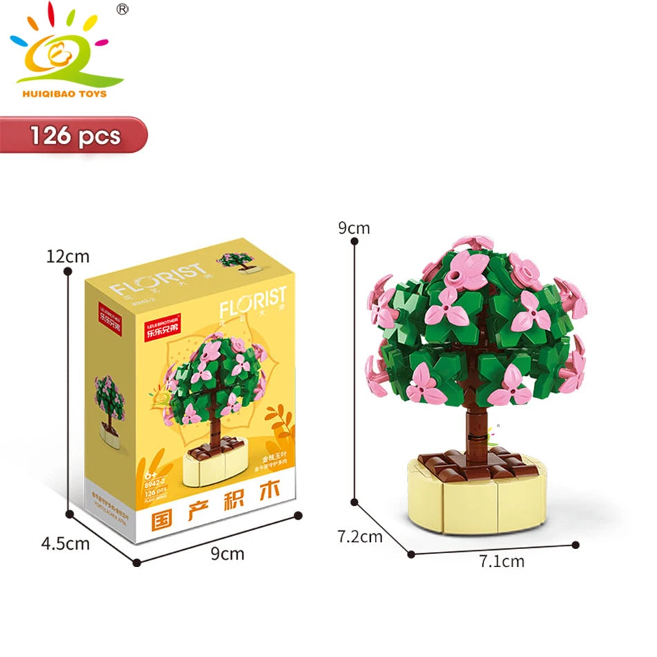 A set of 126 pieces of DIY flower succulent building blocks for desktop plant decor.