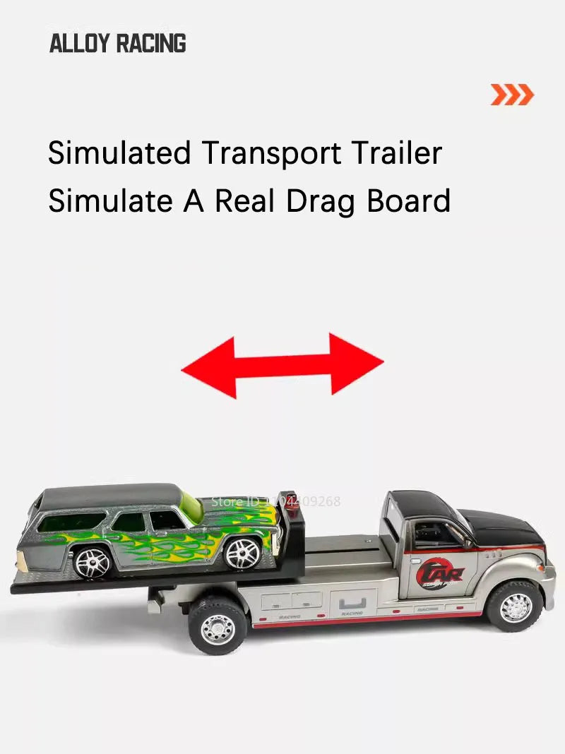 Diecast Metal Container Truck with Trailer – Pull-Back Action