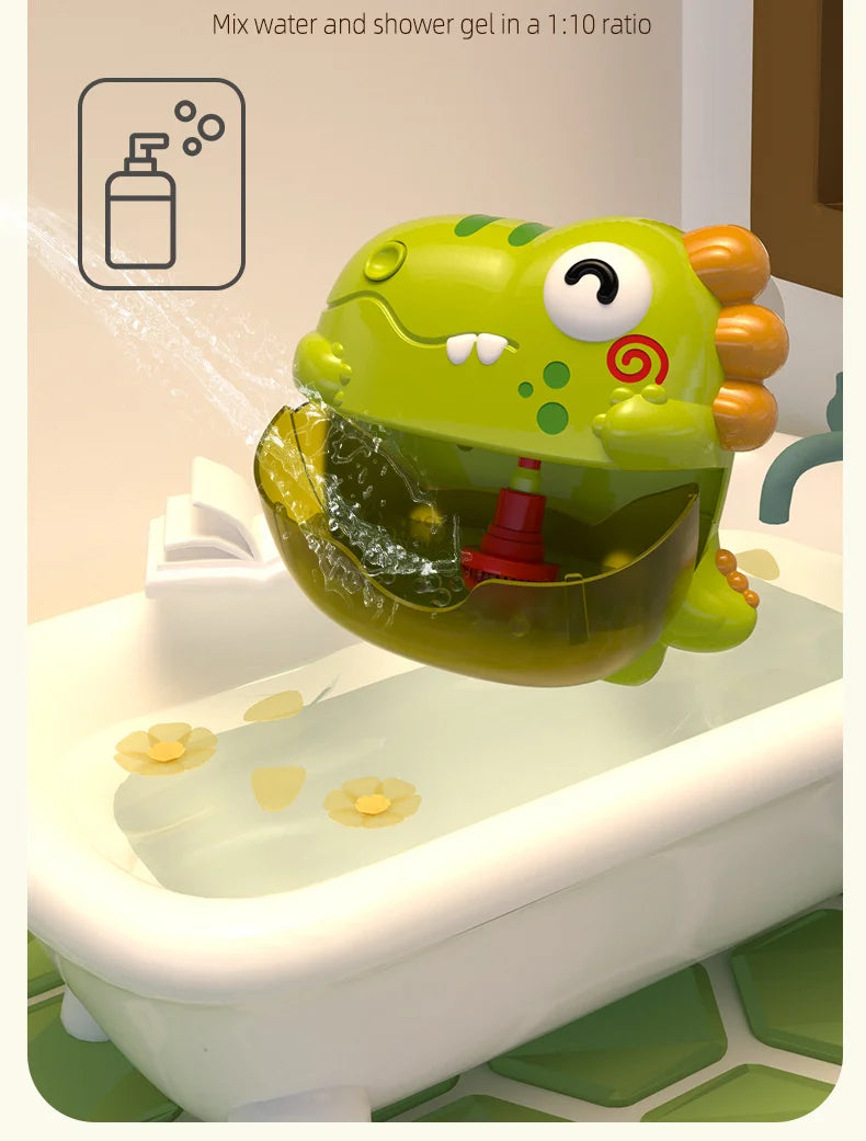 Dinosaur Bubble Machine Bath Toy with LED Lights