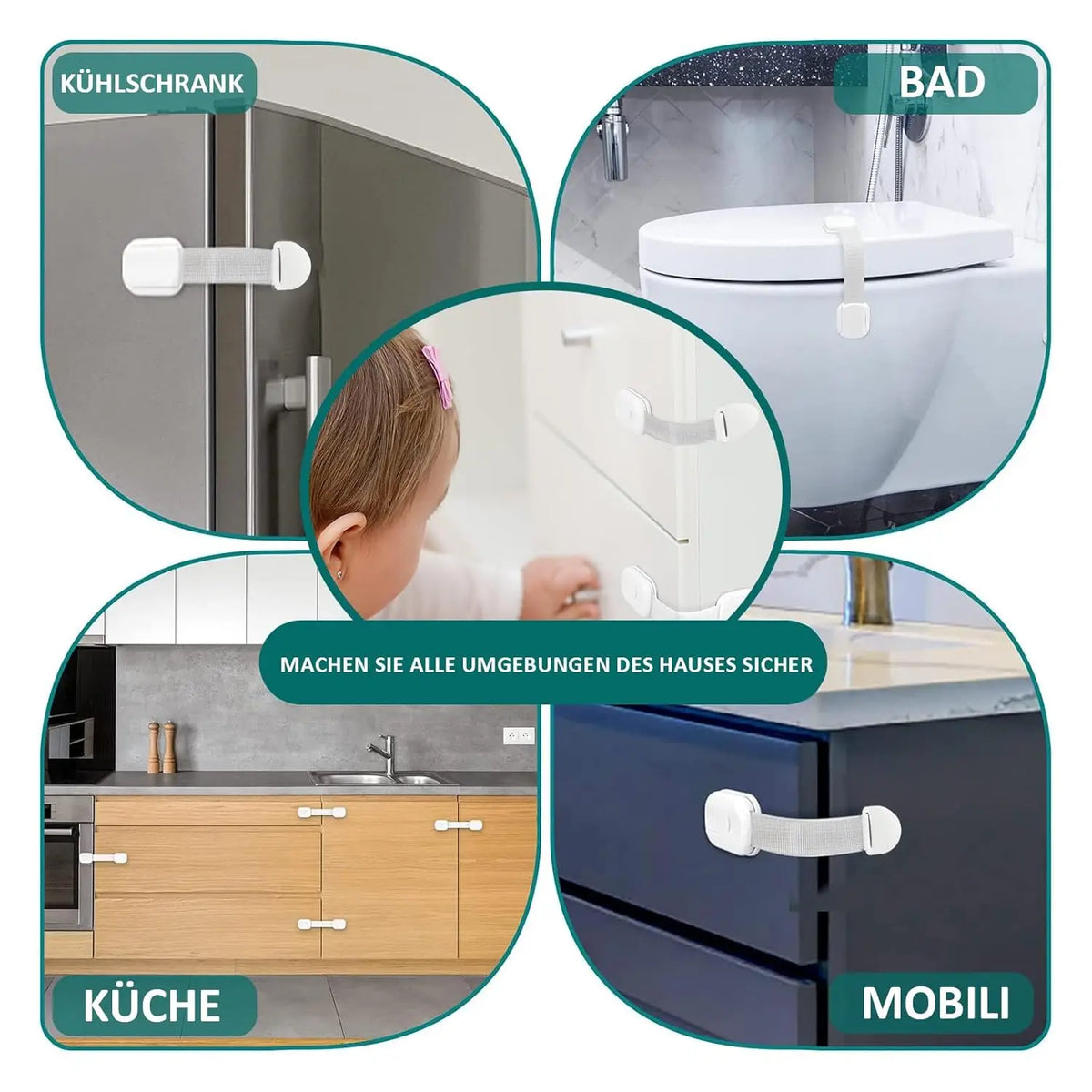 Child Safety Cabinet Locks – Baby & Pet Proof Drawer Locks