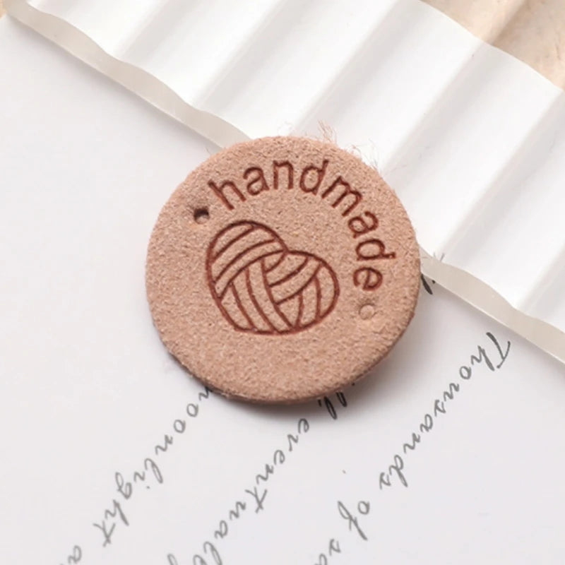 Round PU Leather Labels with Embossed Design for DIY Crafts