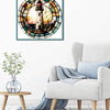 A framed jigsaw puzzle depicting a coastal lighthouse scene with warm sunset colors.
