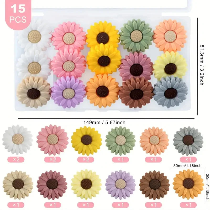 20mm Daisy Silicone Beads for DIY Jewelry & Crafts