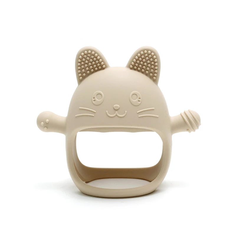 Baby Teething Mittens - Food-Grade Silicone Chew Glove with Cute Bunny Design