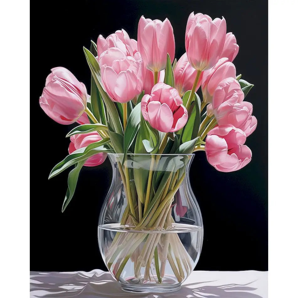 DIY Paint by Numbers Kit | Flowers in Vase | Acrylic Canvas Art with Frame