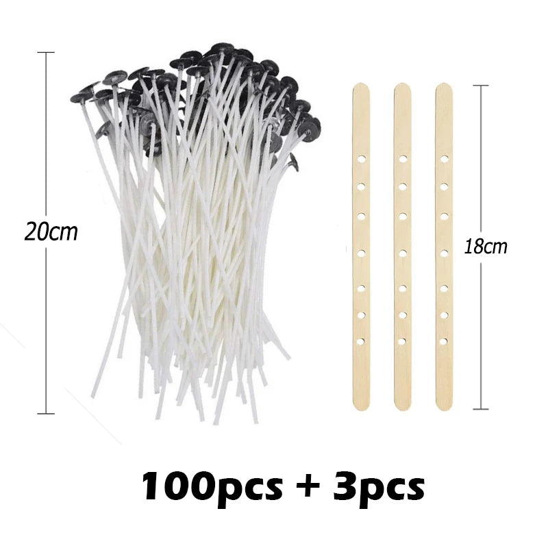 Waxed Cotton Candle Wicks & Holders (100-Piece Assortment)