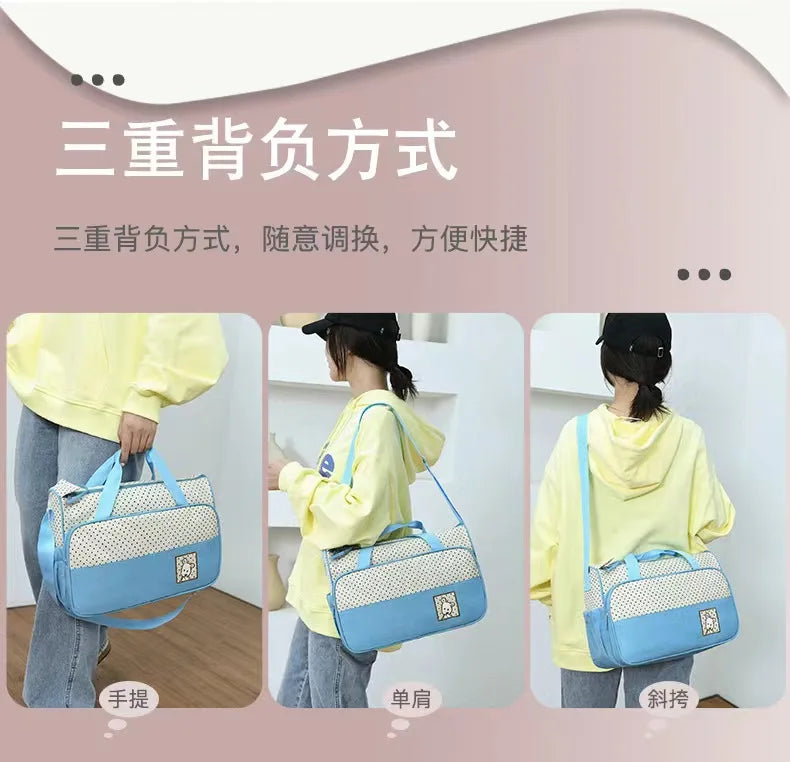 Multifunctional Crossbody Diaper Bag with Five-Piece Set