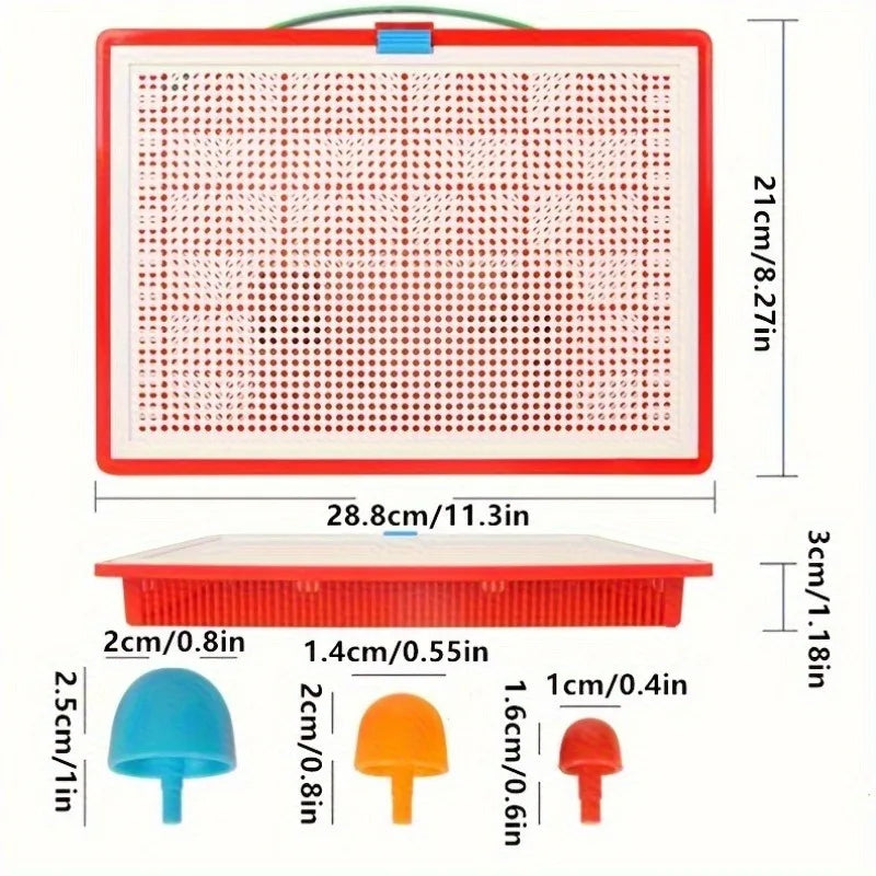 Pegboard Building Set – Colorful STEM Learning Toy with Beads and Rubber Stoppers