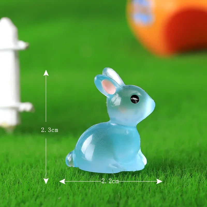 Glow-in-the-Dark Bunny Resin Figurines for Easter & Home Decor