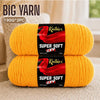 Two skeins of bright yellow super soft red acrylic yarn for knitting and crochet