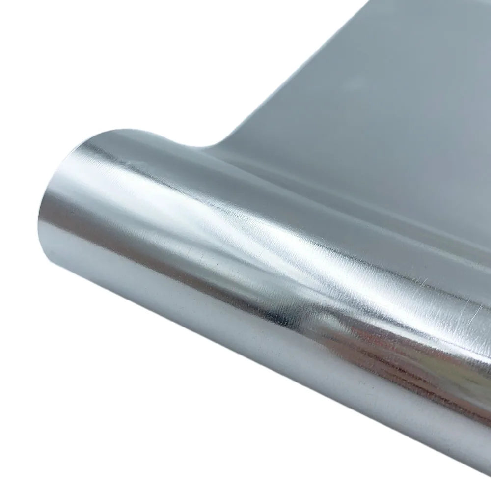 Silver heat transfer vinyl roll showing a smooth, reflective surface.