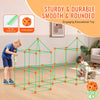 A set of green rods and an orange polygon piece used to build a sturdy and durable smooth rounded educational toy for kids.