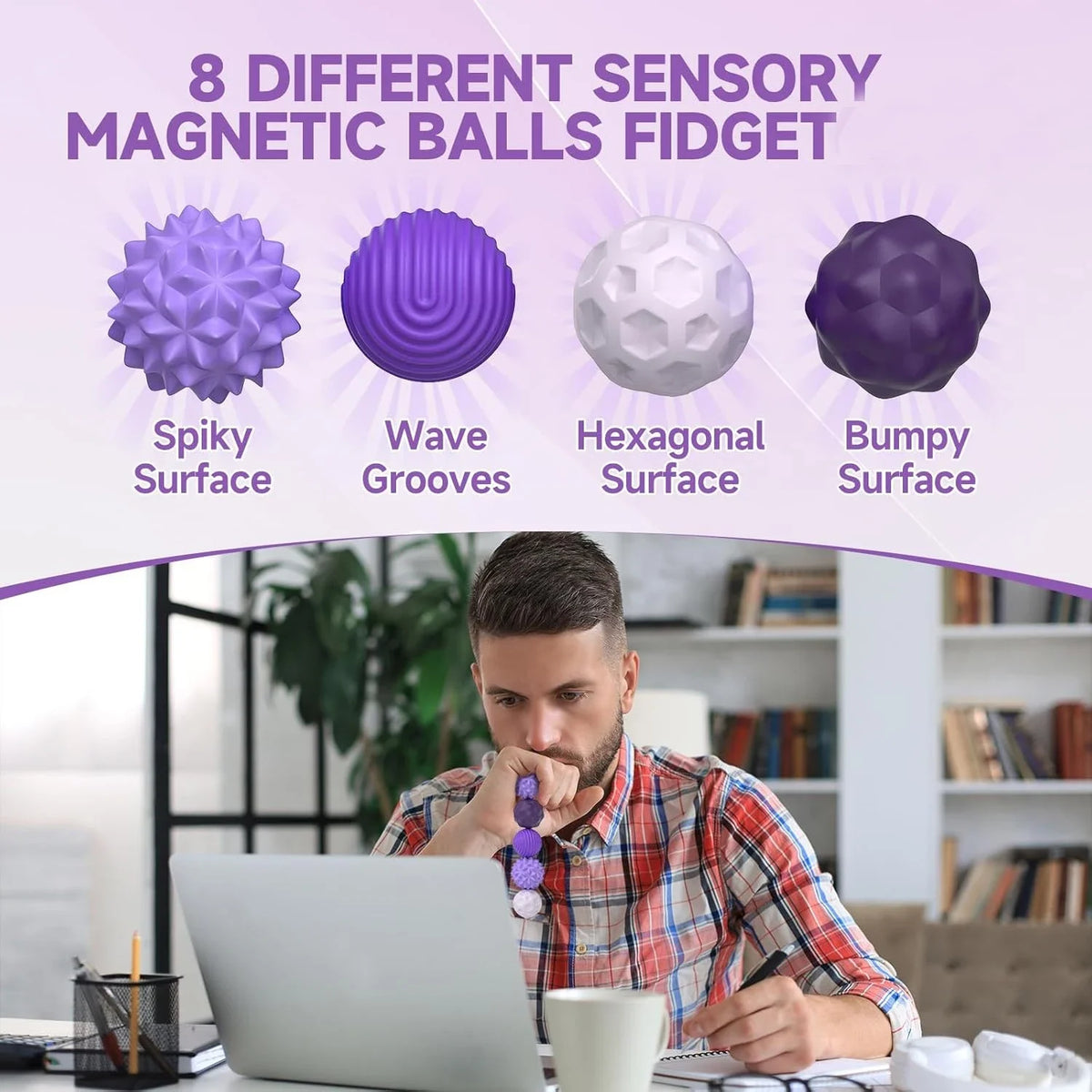 Magnetic Fidget Balls – Silicone Stress Relief Sensory Toys with 4 Textures