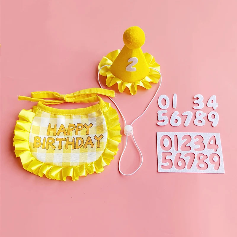 Pet Birthday Hat and Bib Celebration Set