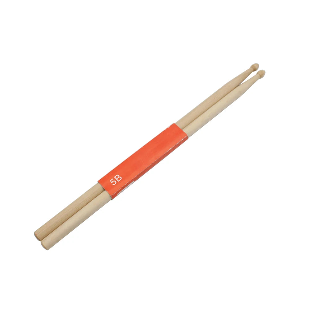 A set of three maple wood drumsticks labeled 5B, for all skill levels.