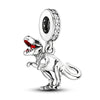 A sterling silver charm bead featuring a dog silhouette design.