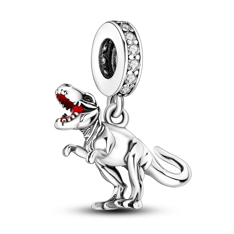 A sterling silver charm bead featuring a dog silhouette design.
