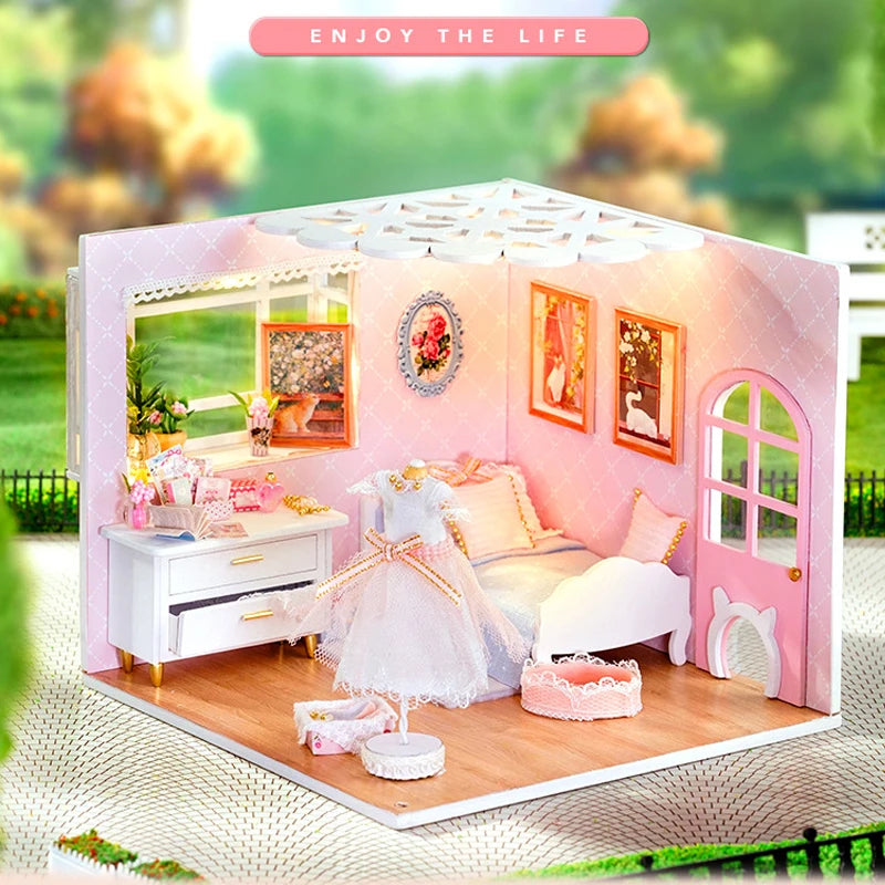 DIY Wooden Miniature Dollhouse Coffee Shop Kit